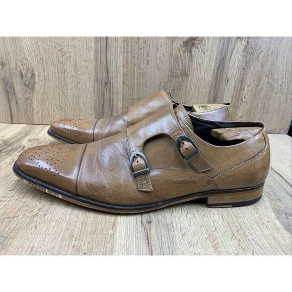 Stacy Adams Double Monk Strap Dress Shoes Mens 12 M Brown Leather Cap Toe 24943 - Picture 3 of 16